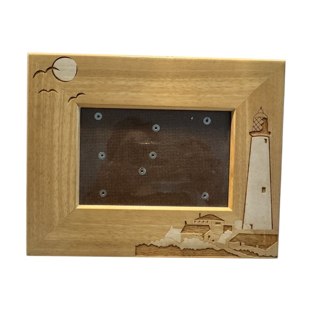Coastal Wooden Picture Frame Inlay Marquetry Lighthouse